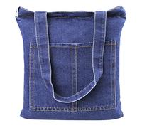 FakeFace Jeans da donna in tela, borsa a tracolla, borsa a tracolla, con fori, motivo azzurro e blu scuro, #1