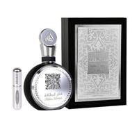 Fakhar for Men Black Parfum arabo a lunga durata per uomo 100 ml Eau de parfum importato da Dubai con atomizzatore ricaricabile 5 ml (Nero)