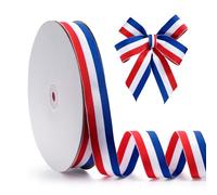 FAKILO Nastro in grosgrain a righe rosse, bianche e blu, 2,5 cm x 45,7 m, nastro patriottico a strisce bifacciali, per artigianato americano, decorazioni per cheerleader, giorno dell'indipendenza