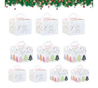 Falafoty 10 Pezzi Scatole per Dolci Natalizi con Maniglia - Scatole Regalo Bianche da Forno per Cupcake, Biscotti, Caramelle - Forniture per Feste di Natale