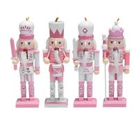 Falafoty 4 Pezzi Schiaccianoci Rosa di Natale Figure di Soldato Schiaccianoci in Legno Schiaccianoci da 13 cm Decorazioni Natalizie Regali di Party per Bambini Adulti