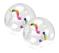 Falafoty Palla da Spiaggia Gonfiabili, 2PCS Palla da Spiaggia Trasparente Unicorno, Spiaggia Piscina Palla Giocattoli per Bambini Adulti attività Estive All'aperto, Gioco d'Acqua per Feste in Piscina