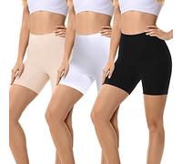 FALARY 3 Pezzi Pantaloncini Sottogonna Antisfregamento Donna Leggings Corti Boxers Mutande Shorts Nero Bianco Beige XS