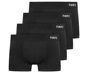 FALARY Boxer Shorts Uomo Mutande Uomo Uomo Pantaloncini Retro Intimo Boxer Trunk Cotone Senza Etichetta Graffiante Confezione da 4 Nero L