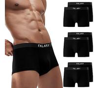 FALARY Boxer Uomo Cotone Mutande Uomo Boxer Elasticizzato Underwear Aderenti Shorts Intimo Slip sotto Pantaloni Sportivi da Uomo (Pacco da 6),Nero L