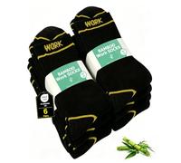 FALARY Calze da Lavoro Uomo Bambù Calzini Nero Spugna Work Socks 6 Paia