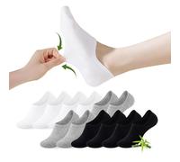 FALARY Calzini da ginnastica in bambù da donna, 6/12 paia di calzini in bambù, invisibili, con silicone antiscivolo, Nero*2-Bianco*2-Grigio*2, 35-38