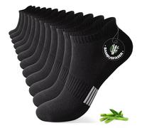 FALARY Calzini da ginnastica in bambù da uomo e da donna, 6/12 paia, traspiranti, antibatterici, calzini corti sportivi da corsa, 6 x nero, 43-46