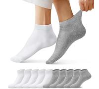 FALARY Calzini Uomo Donna Corti Calze 10 paia Cotone Sportive Grigio Bianco 3538