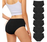 FALARY Mutande Donna Nere, in Cotone, Vita Media, Modello Hipster, Slip Elasticizzati. Pacco da 6 Pezzi Comodi e Morbidi(XS/36 EU, Colore Nero).