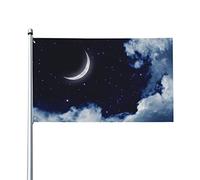Falce di luna e stelle Bandiera da esterno in poliestere con occhielli in ottone, bandiere da 3 x 5 piedi