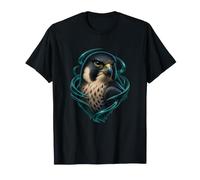 Falco pellegrino con Nastro Verde Acqua Curve Raptor Art Maglietta