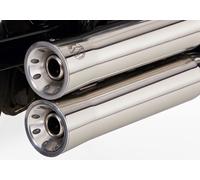 FALCON Doppio Groove sistema di scarico completo ad alta lucentezza in acciaio inox, argento