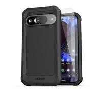 ENCASED Custodia protettiva per Google Pixel 9 / Pixel 9 Pro da 6,3 pollici (Falcon Shield), a doppio strato, resistente, con pellicola protettiva in vetro temperato (nero)