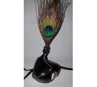 Falconeria Cappuccio Anglo Stile Indiano Con Originale Pavone Piume Piuma (Nero)