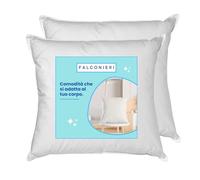 Falconieri Set di 2 Cuscini 80x80 Guanciali per Letto e Divano Morbidi e Confortevoli Ideali per Dormire Cuscino per Letto Matrimoniale e Singolo Antiacaro Lavabili in Lavatrice 100% Made in Italy