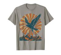 Falconry Hawk Flying Retro Sunburst Mountain Falcon Maglietta