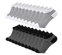 Falechay 10 Paia Calze Bambino Bambina Cotone Corte Sportive Traspirante Nero Bianco Calzini Corti Righe 27-30