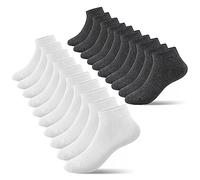 Falechay Calzini Corti Bambino in Cotone Bambina Traspirante Calze Corte 10 Paia 35-38 Calzini Bianco Grigio