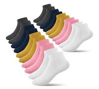 Falechay Calzini Corti Bambino in Cotone Bambina Traspirante Calze Corte 10 Paia 35-38 Calzini Bianco Rosa Giallo Blu Grigio