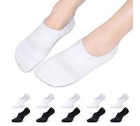 Falechay Fantasmini Donna Calzini Calze Uomo Cotone Antiscivolo Corte Invisibili 10 Paia Nero+Bianco 43-46