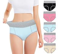 Falechay Mutanda Donna Vita Alta Cotone Slip Copertura Completa Mutandine Elastiche Pantaloncini Traspirante Confortevole Pacco da 5 Nero/Rosa/Rosso/Blu/Rosa/Giallo M