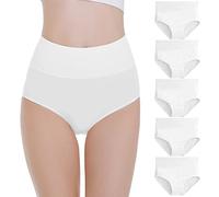 Falechay Mutande Donna Pacco da 5 Culotte Vita Alta Slip Cotone Mutantina Elastiche Pantaloncini Post Parto Taglia Bianco,S