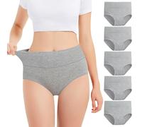 Falechay Mutande Vita Alta Donna in Cotone Pacco da 5 Grigio,XS