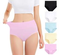 Falechay Mutande Vita Alta Donna in Cotone Pacco da 5 Multicolore-2,3XL