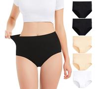 Falechay Mutande Vita Alta Donna in Cotone Pacco da 5 Nero-Beige-Bianco,M