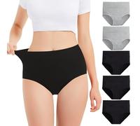 Falechay Mutande Vita Alta Donna in Cotone Pacco da 5 Nero-Grigio,2XL