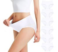 Falechay Slip Donna Mutande Cotone a Vita Media Culotte Bianca-L Pacco da 6