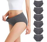 Falechay Slip Donna Mutande Cotone a Vita Media Culotte Grigio Scuro-M Pacco da 6