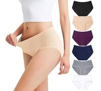 Falechay Slip Donna Mutande Cotone a Vita Media Culotte Multicolore-1-XL Pacco da 6