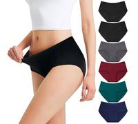 Falechay Slip Donna Mutande Cotone a Vita Media Culotte Multicolore-2-S Pacco da 6