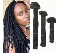 FALEMEI Loc Extensions di capelli umani, spessore 0,6 cm, 10 fili, extension con dreadlock, per donne e uomini, possono essere tinti e sbiancati (0,6 cm, 1B (nero naturale), 10 ciocche)