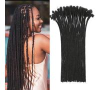 FALEMEI Loc Extensions di capelli umani, spessore 0,6 cm, 10 fili, extension con dreadlock, per donne e uomini, possono essere tinti e sbiancati (0,6 cm, 1B (nero naturale), 10 ciocche)