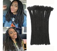 FALEMEI Loc Extensions di capelli umani, spessore 0,6 cm, 30 fili, extension con dreadlock, per donne e uomini, possono essere tinti e sbiancati (0,6 cm, 1B (nero naturale), 30 ciocche