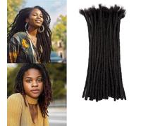 FALEMEI Loc Extensions di capelli umani, spessore 0,6 cm, 30 fili, extension con dreadlock, per donne e uomini, possono essere tinti e sbiancati (0,6 cm, 1B (nero naturale), 30 ciocche