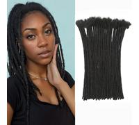 FALEMEI Loc Extensions di capelli umani, spessore 0,6 cm, 50 fili, extension con dreadlock, per donne e uomini, possono essere tinti e decolorati (0,6 cm, 1B (nero naturale), 50 ciocche