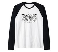 Falena Atlante Line Art Entomologo Maglia con Maniche Raglan