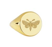 Falena in argento sterling 925 | Anello placcato in oro | Anelli con sigillo rotondi 14x14 mm | Misura della fascia US 5-12,5 Avelaibal | LKDR_0069