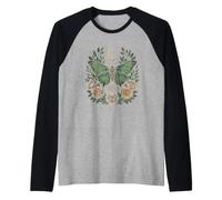 falena, Vendemmia, botanico, Illustrazione, dicendo Maglia con Maniche Raglan