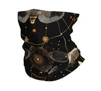 Falene della Morte Geometria Sacra Luna Nero Oro Unisex Headwrap Antivento Decorazione Facciale Multifunzione Sciarpa A Tubo per Campeggio Ciclismo Sports