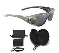 FALINGO Sovraocchiali occhiali da sole Edizione Flessibile polarizzati UV 400 (Grigio Argento, Grigio)