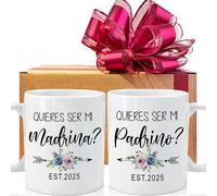 FALJIOK 2024 Quieres Ser Mi Madrina & Quieres Ser Mi Padrino Mug Set, GodParents Bautizo Recuerdos Juego Tazas, Madrina Padrinos Godparent De Bautizo Propuesta Taza De Café-151