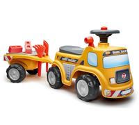 Falk - Portatore Cantiere Super Builder - da 12 Mesi - Giallo - Volante direzionale con clacson - Leva Effetto sonoro - Cassapanca - Rimorchio & Accessori - 706C