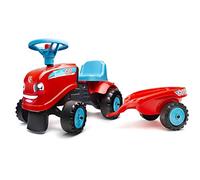 Falk - Portatore Tractor Go! 200B con rimorchio, a Partire da 12 Mesi, Prodotto in Francia, 2 Stili di Personalizzazione, Targa Personalizzabile