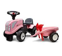 Falk - Portatore trattore girly New Holland con rimorchio - Da 12 mesi - Made in France - pala e rastrello inclusi - 2 stili di personalizzazione - Targa personalizzabile - 288C