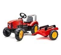 FALK - Tracteur a pedales Supercharger rouge avec capot ouvrant et remorque inclus